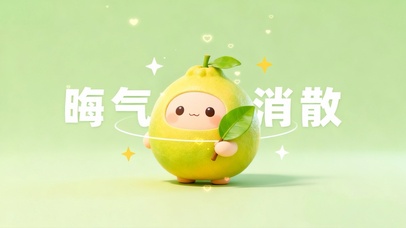 拿着柚子叶的可爱小柚子