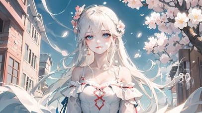 唯美小巷樱花少女