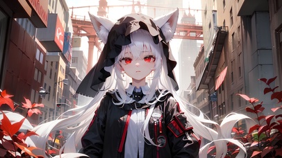 唯美小巷猫耳少女