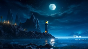 海边灯塔夜晚