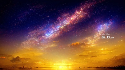 星空下的夕阳海