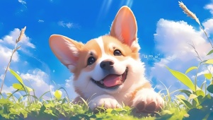 草地上的柯基