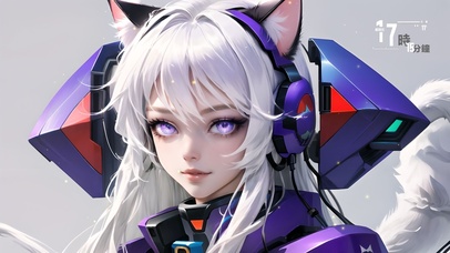 机甲白发猫耳少女