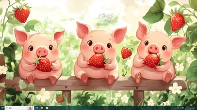 摘草莓的猪猪
