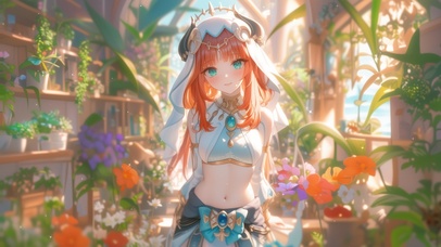 雪墨壁纸丨妮露丨花畔佳人丨