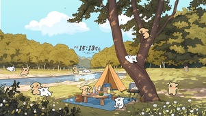 露营野餐小狗