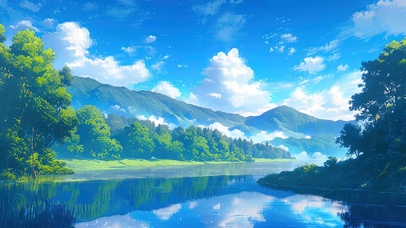 绿色护眼森林河畔