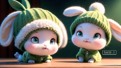 4k可爱帽子小兔