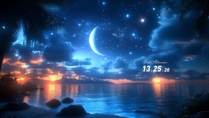 唯美炫酷海滩星空