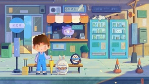治愈站台插画