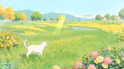 清新草地猫咪