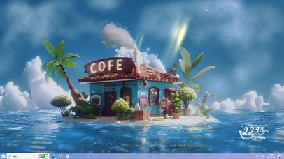 海上小屋卡通插画-桌面主题