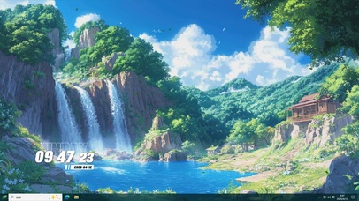 护眼绿景河流树木桌面主题