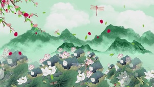 唯美的中国风水墨荷塘