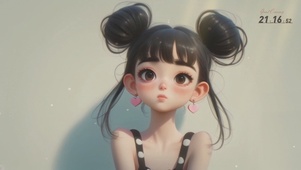 可爱丸子头女孩