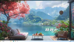 蓝天白云树木桌面主题