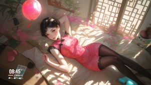 她的容貌如夏日的花朵