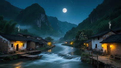 4K唯美治愈星空村庄夜景