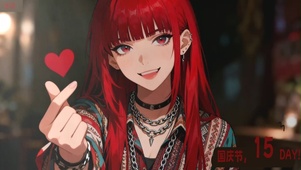 红发比心少女