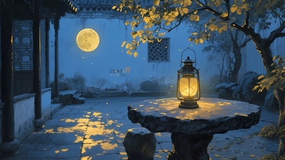 古风庭院夜景