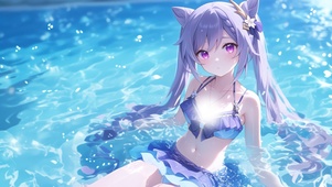 雪墨壁纸丨刻晴丨夏日泳池丨