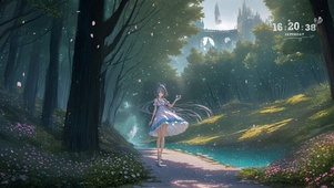 林间小道少女