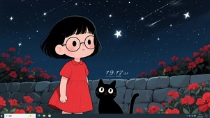  少女与黑猫