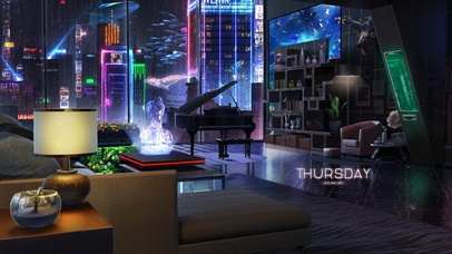 4K雨天赛博朋克科幻房间