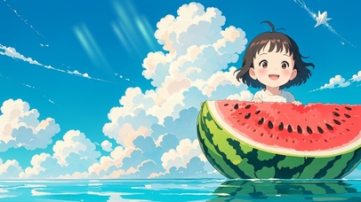 4K 夏日西瓜女孩