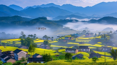 云雾油彩古风山水