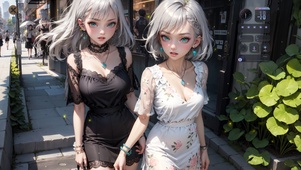 街拍的少女
