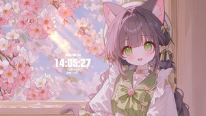 窗边可爱樱花猫耳娘