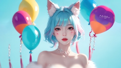 马卡龙色狐狸女孩