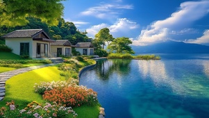 护眼碧水海边房屋