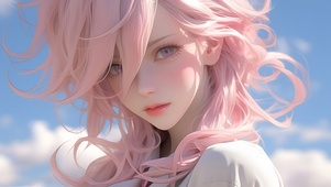 粉色长发美女