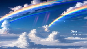 彩虹白云天空