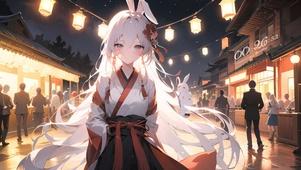 温馨汉服街道少女