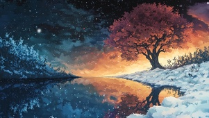 异世界唯美湖畔倒影