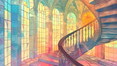 唯美光影旋转楼梯