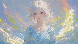 4K 蓝裙短发女孩