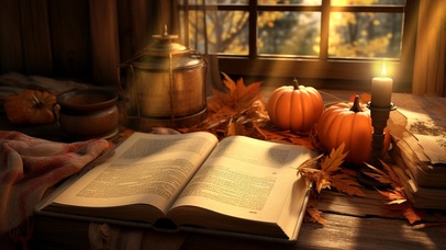 秋日的窗台桌面