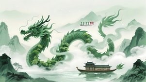 山峦龙舟竹筏
