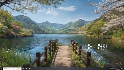 护眼树木河流桌面主题