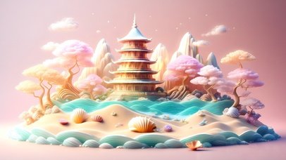 裸眼3D建模海洋仙府01