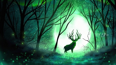 4k 梦幻森林麋鹿