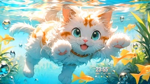 可爱捕鱼猫咪