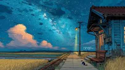 星空下的乡村站台