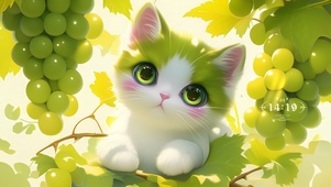 可爱葡萄树下猫咪
