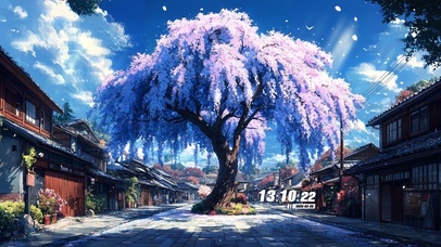 唯美小镇樱花树