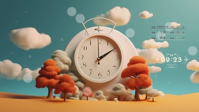 时钟3D云朵